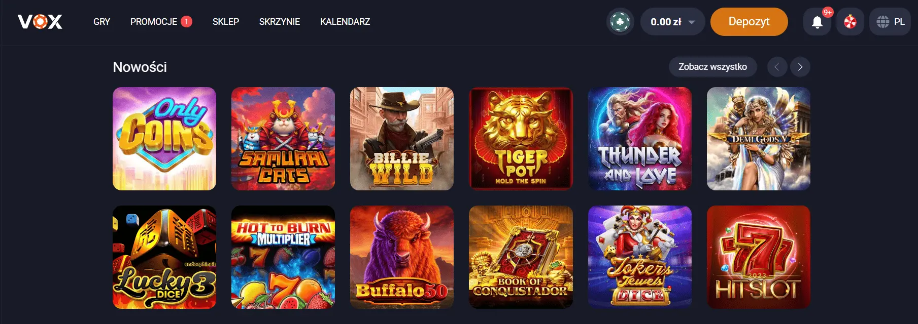 VOX Casino deposzyt